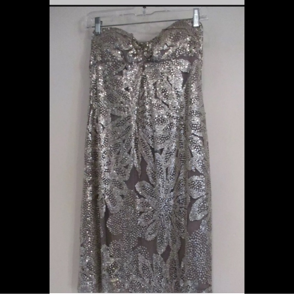 Naeem Khan silver sequin mini sheath